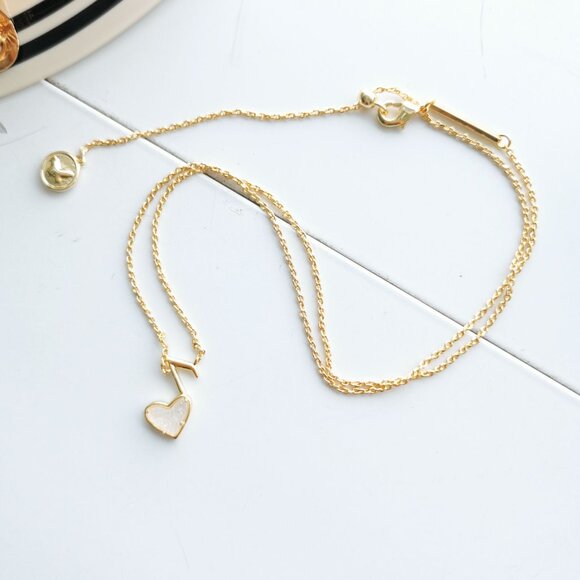 Kendra Scott Ari Heart Music Note Gold Drusy Necklace - Picture 5 of 5